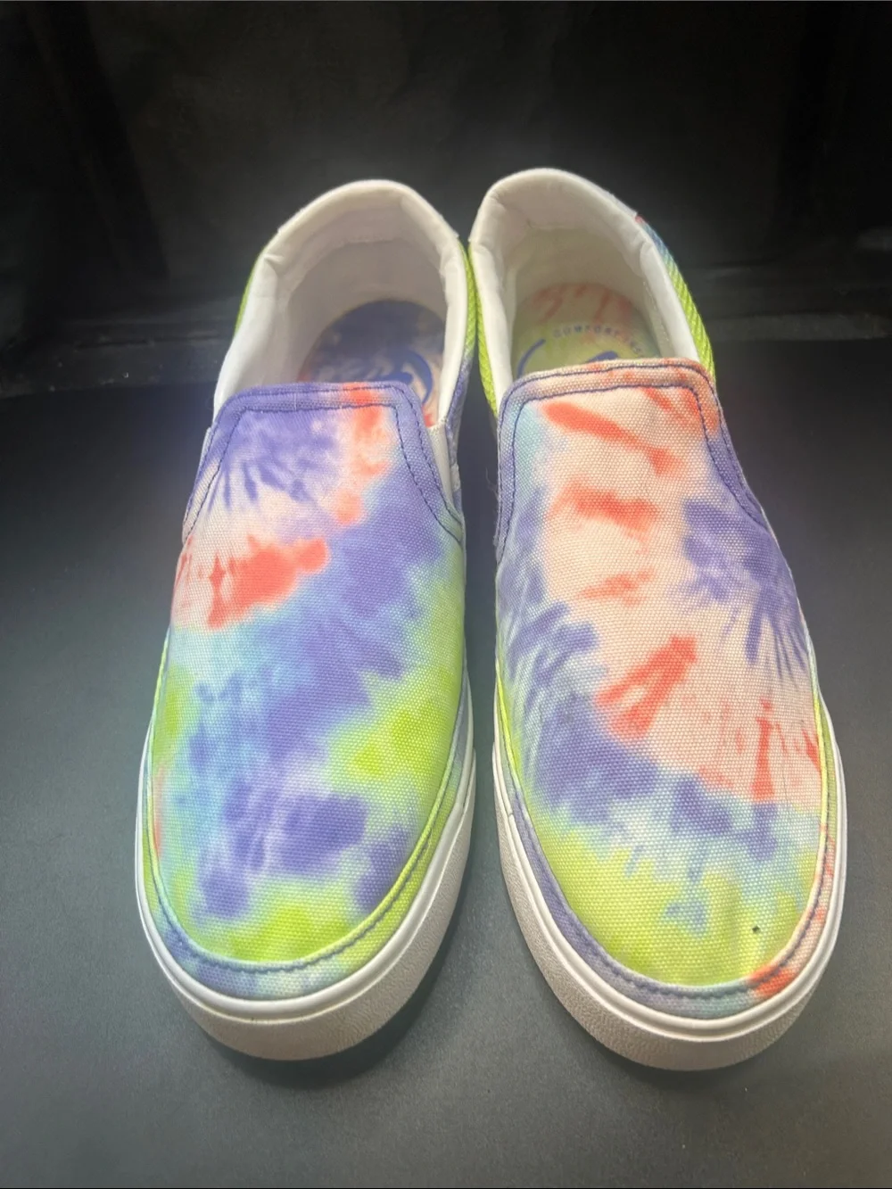Nike Kids Slip-On Tie-Dye Sneakers - Purple, Green, Orange, Blue